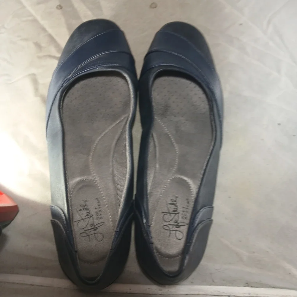 LifeStride Dover Flats Size 10M Navy Blue Soft System Comfort Professional Shoes